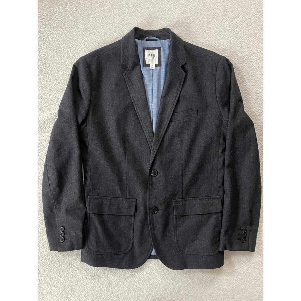 Gap Mens Extra Smallβ Blazer Charcoal Tonal Herringbone Cotton Blend Jacket
